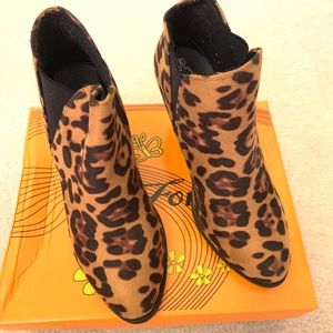 Cheetah print booties